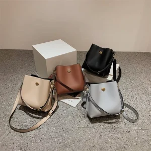 Women’s Fashion PU Pure Color Handbags Crossbody Mini Bucket Bags