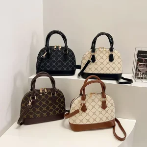 Women’s Fashion Shell Waterproof Zipper PU Material Handbag Korean Style French Shoulder Crossbody Single All Seasons