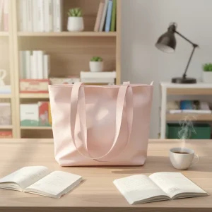 Women’s Fashion Tote Bag Zipper Pockets Custom Logo Polyester Lining Reusable Shopping Bag