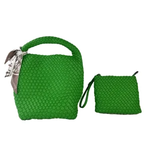 Women’s Fashion Woven Handbag with Coin Purse Foldable Chain Small Tote Crossbody Bag Dress and Lady Style