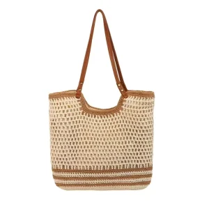 Women’s Fashion Woven Straw Single shoulder Bag Solid Color Portable Suitable for Summer Vacation and Beach