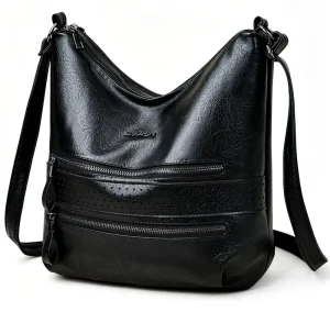Women’s Faux Leather Vintage Hobo Tote Bag with Zip Closure Waterproof Lightweight Multi-pocket and Multiple Compartments
