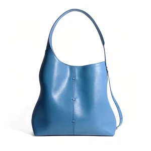 Women’s Genuine Leather Hobo Tote Bag Large Capacity String Waterproof Adjustable Shoulder Bag Minimalist Soft Bucket Bag Lady