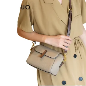 Women’s Genuine Leather Waterproof Shoulder Bag Single Strap Crossbody Sling Purse with Polyester Lining Zipper Closure