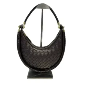 Women’s Hand Woven Half Moon Underarm Bag Fashionable All Match Large Shoulder Crossbody GENUINE LEATHER Handbag