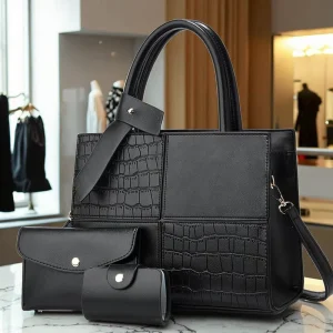 Women’s Handbags Designer Bags with Zip Casual Style Three Piece PU Leather Handbag