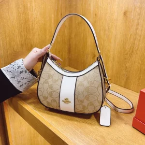 Women’s High End Retro Print Cross body Bag Fashionable PU Underarm Shoulder Bag Geometric Zipper