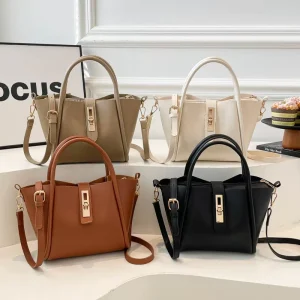 Women’s High Quality Crossbody Handbag With Single Strap Fashion Texture Vegetable Basket Bucket Bag Polyester Lining