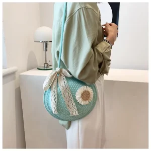Women’s High Quality Summer Fashion Hand Woven Straw Crossbody Bag Vintage Style for Ladies