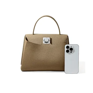Women’s High end Fashionable Luxury Genuine Leather Small Shoulder Bag Open Closure Single Strap Stitched Detail Urban Summer