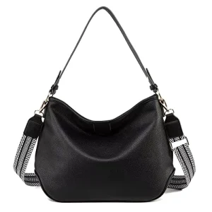 Women’s Hobo Bag Soft Lightweight Zipper Multi Compartment Waterproof Lychee Textured Crossbody Shoulder Bag
