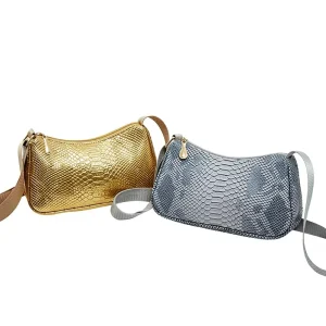 Women’s Hobo Bags Spring European Retro Style Zipper Single Strap PU Leather Snake Pattern Phone Shoulder Bag