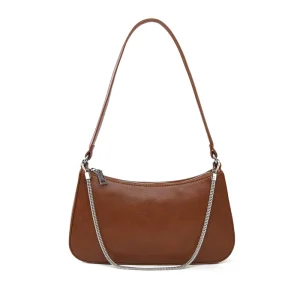 Women’s Irregular Shape Underarm Bag Retro PU Leather Hobo Shoulder Purse with Detachable Chain for Daily Commute