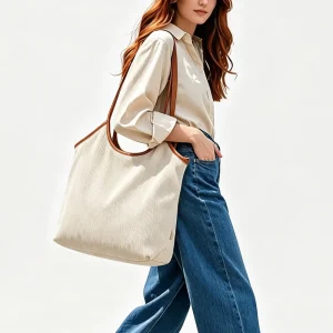 Women’s Large Capacity Beach Tote Bag Secure Zipper Closure Lightweight Shoulder Travel Hobo Handbag Durable Nylon
