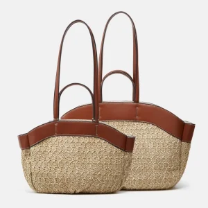 Women’s Large Capacity Casual Shopping Tote Bag Straw Woven Handbag for Beach Vacation Shoulder Handbag