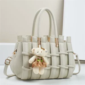 Women’s Large Capacity Hand-Woven Shoulder Bag New Fashion with Scratch-Resistant PU Leather Handbag for Women