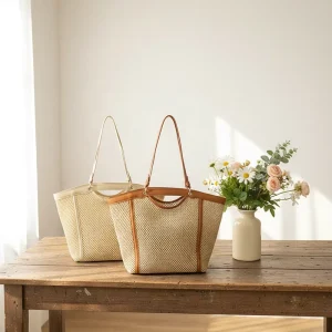 Women’s Large Capacity Straw Tote Bag for Summer Beach and Daily Use