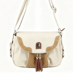 Women’s Leather Crossbody Bag Tassel Flap Soft PU Leather Shoulder Bag Trendy Beige Messenger Bag for Women Daily Travel