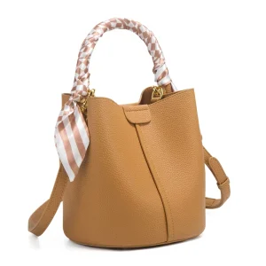 Women’s Luxury Bucket Bag Large Capacity Commuting Shoulder Crossbody Strap Bow Flap Zipper Closure Multi Use