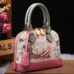 Womens Luxury Designer Crossbody Bags Vintage Graffiti Shoulder Handbag Stylish PVC Leather Shoulder Bags Girls Crossbody Purse