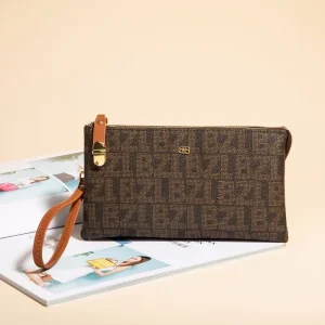 Women’s Luxury Vintage Fashion Elegant Clutches PVC Lining Handbag Metal Zipper Closure Waterproof Portable Daily Use Mobile