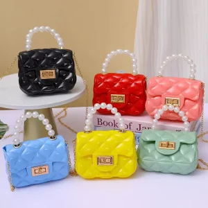 Women’s Mini Handbag Candy-colored Crossbody Bag Girl’s Small Coin Purse Baby Pearl Handbag Wallet