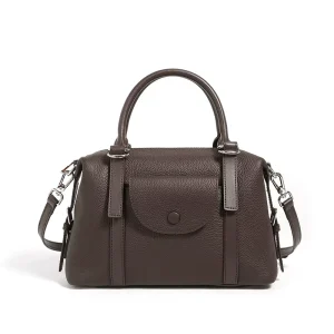 Women’s Minimalist Cowhide Leather Satchel Bag Real Leather Handbag for Women