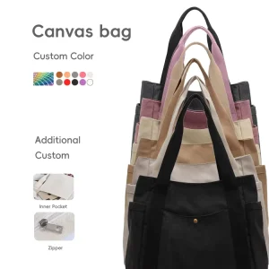 Women’s Multi-color Sling Shoulder Ladies Handbags Bucket Letter 20oz Thick Canvas Bag Fashion Versatile Tote Bag