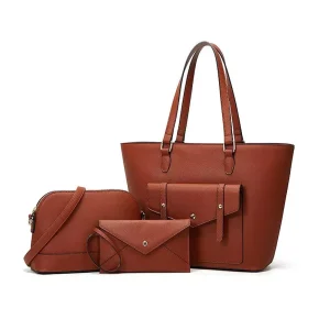 Women’s New Diagonal Satchel Tote Bag Simple Atmosphere Three Piece Design Zipper Closure Made From PU