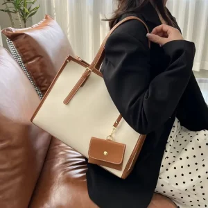 Women’s New Fashion Leather Satchel Purse Large Capacity Zipper Handmade Shoulder Bag for Summer Durable PU Material