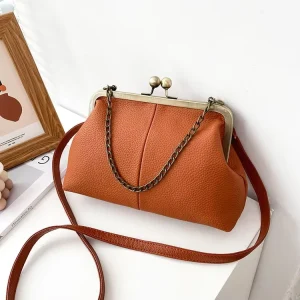 Women’s New Fashion One Shoulder Handheld Tote Bag Vintage Satchel Purse Clip Bag PU Zip Polyester Lining Tassel Decoration
