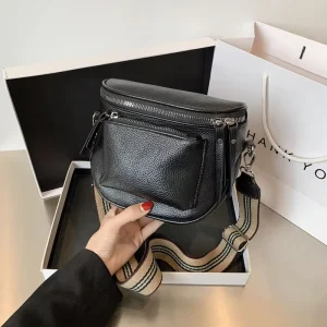 Women’s New Fashion Shoulder Crossbody Soft Leather Small Handbag Leisure Luxury Saddle Bag
