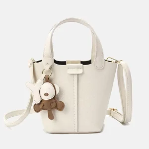 Women’s New PU Bucket Bag Niche Design Four Seasons All-match Shoulder Messenger Handbag