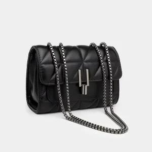Women’s New York Small Crossbody Bag Large Capacity PU Leather Lattice Chain Single Shoulder Strap Zipper Card