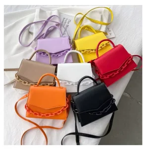 Women’s PU Handbags Vintage Style Decorated Chains Zipper Closure Casual Shoulder Crossbody Bags