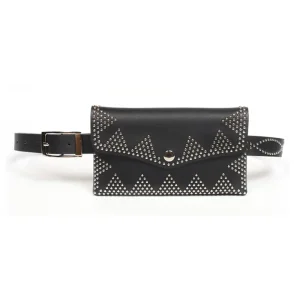 Women’s PU Leather Rivet Waist Bag with Belt