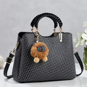 Women’s PU Square Shape Zipper Closure Tassel Multifunctional Shoulder Tote Bag Polyester Lining for Daily Matching