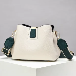 Women’s PU Zip Shoulder Bucket Bag Ladies Handbags