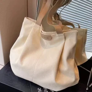 Women’s Portable Canvas Tote Bag with Large Capacity Simple Design