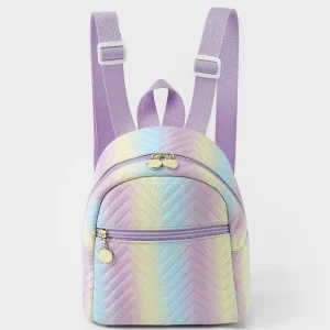 Women’s Rainbow Multicolor Bag PU Pattern Ultra-light Mini Backpack Casual Glitter Kids Backpacks for Girls