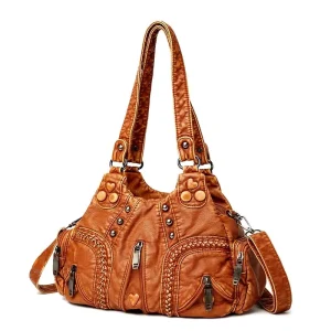 Women’s Retro Fashion Trend Large Capacity Single Shoulder Crossbody Bag with Embroidery Portable Feature