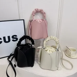 Women’s Retro Flower-Shaped Niche Bucket Bag Crossbody For Casual Commuting With Candy Pattern