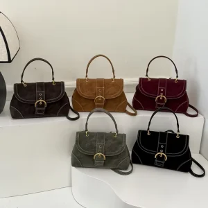 Women’s Retro Style PU Leather Bag Hasp Design Adjustable Strap Handheld Crossbody Bag Multi Color Single shoulder Bag