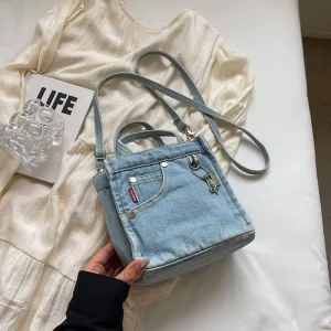 Women’s Retro Washed Cowboy Crossbody Bag Small Square Ins Literary Handbag Creative Shoulder Messenger Women Bags