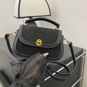 Women’s Saddle Bag Color Contrast Panelled Design Crossbody Bag Polyester
