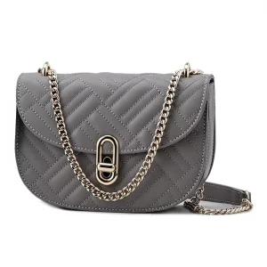 Women’s Saddle Crossbody Bags Lock Genuine Leather Stylish Durable Waterproof Chain Strap Portable Lightweight