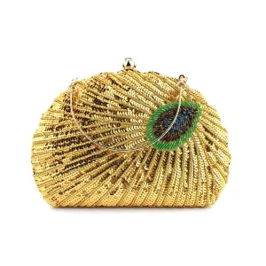 Women’s Sequins Peacock Evening Bag Beaded Embroidery Handbag Glitter Crossbody Clutch for Daily Use Dinner Parties