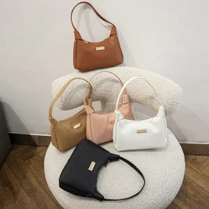 Women’s Shoulder Bag Zipper Closure Single Strap PU Leather Handbag Tote Bags for Ladies Daily Travel