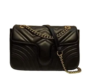 Women’s Single Chain Strap Handbag Crossbody Messenger Tote Clutch Purse Portable Genuine Leather Zipper & Hasp