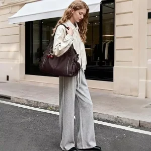 Women’s Slouchy Hobo Shoulder Bag Open Closure Waterproof Ultra Lightweight Packable Geometric Pattern Everyday Use Fashion